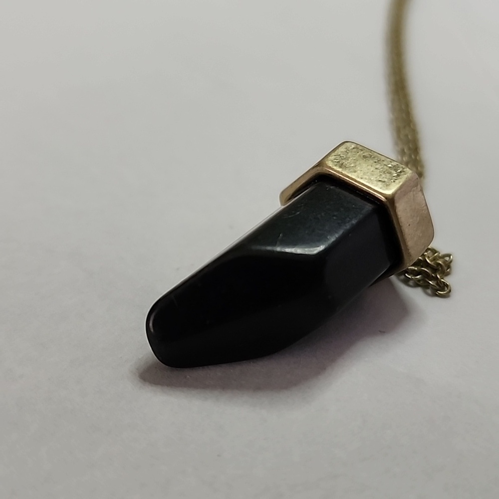 Lydell Vintage Bronze Tones Necklace Simulated Onyx - Picture 10 of 10